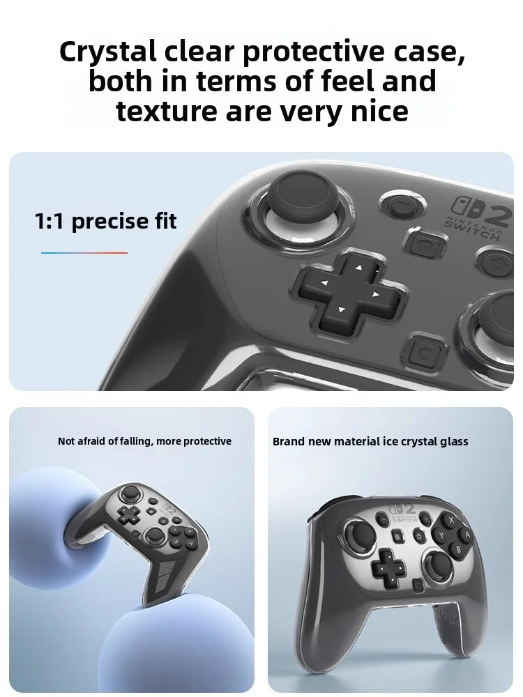 스위치 2 프로 핸들 용 크리스탈 보호 케이스 스위치 2 스크래치 및 충격 방지 액세서리 용 투명 보호 커버