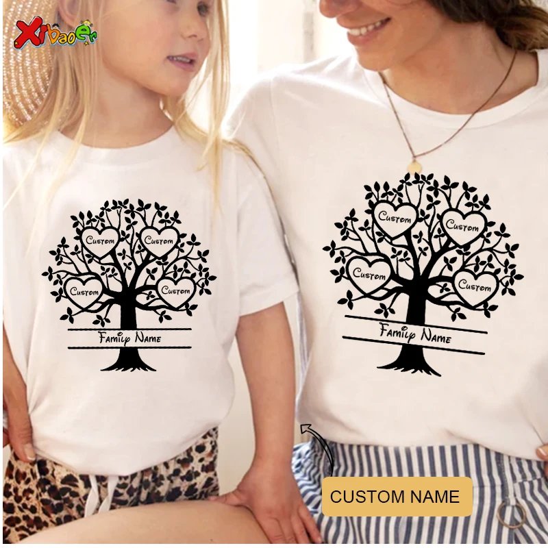 Family Matching Outfits Party Custom Name Toddler Baby T Shirt  Girl Outfit Familia Dad  Mom Daughter Kids Matching Boys Clothes