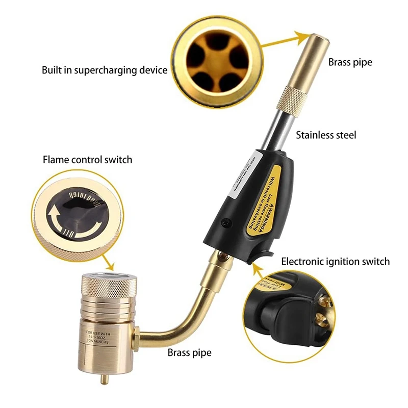 New Turbo Torch Tips Gas Self Ignition Turbo Torch Regulator Brazing Soldering Welding Plumbing Tool Home Accessory
