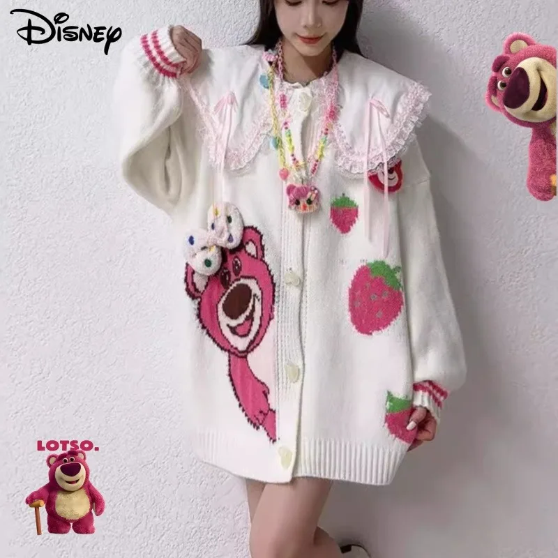 

Disney Cute Cartoon Lotso Sweater for Girls, Autumn and Winter Fashion Stylish and Versatile Casual Loose Long-Sleeve Top Jacket