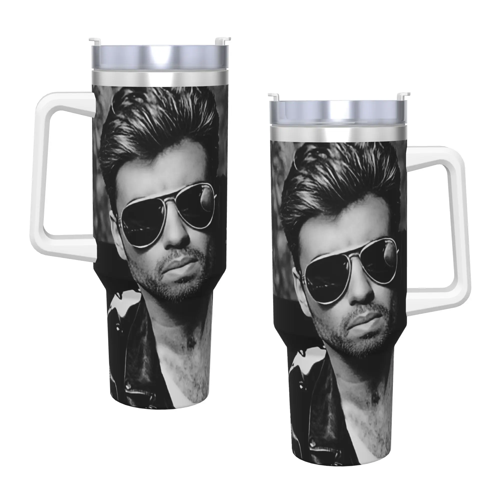George Michael British Singer Stainless Steel Tumbler  Camping Coffee Mug With Straws and Lid 40oz Car Mugs Cold Drink Bottle