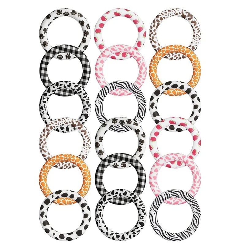 18 Piece Beadable O Rings With Holes For Stringing, 65Mm Silicone Beads Bulk Loop As Shown For Keychain & DIY Necklace