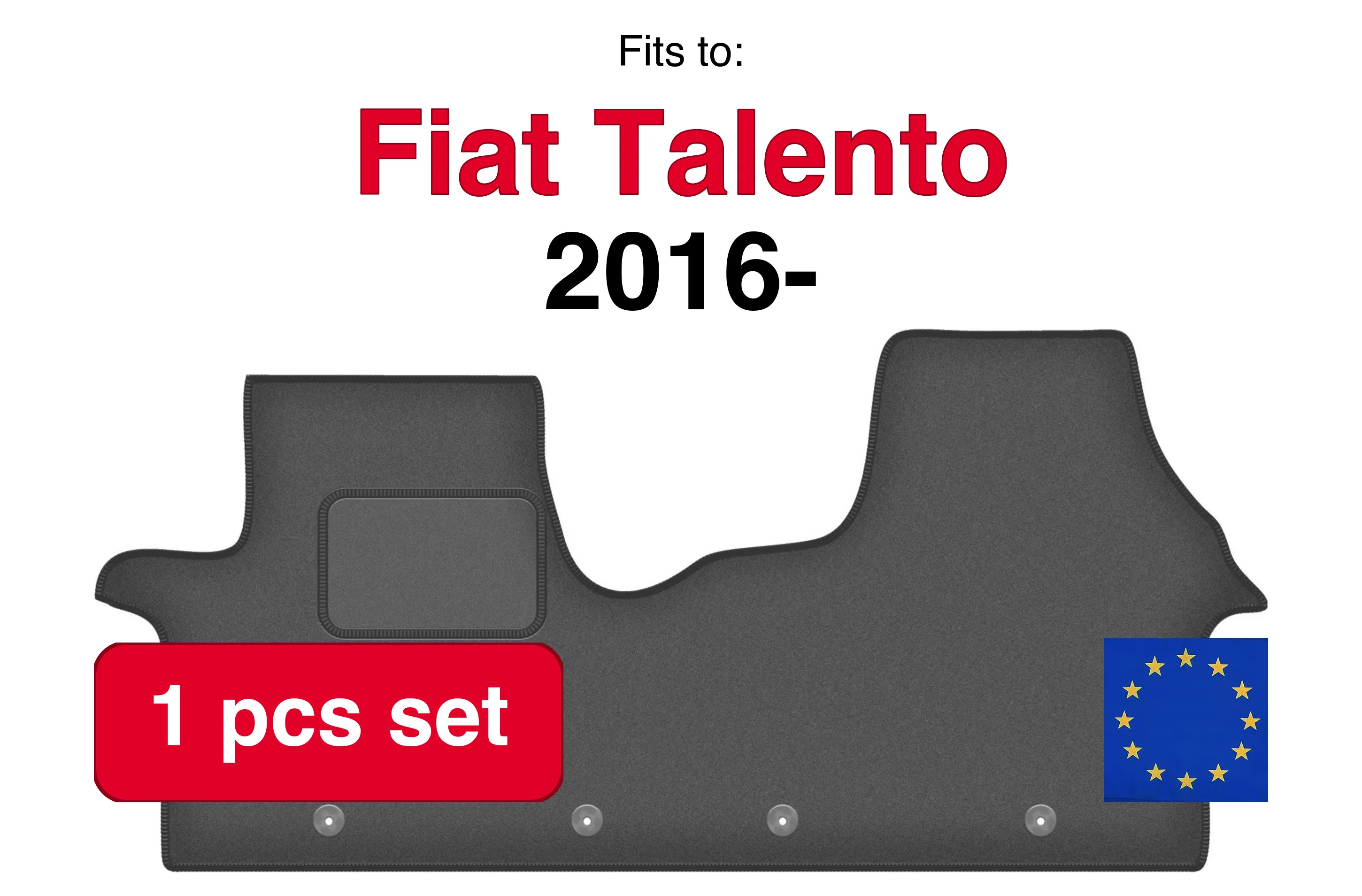 Image of Auto-Velourmatten für Fiat Talento in Vollausstattung (2016-) - Graphit (1 Stück) passgenaues Auto-Fußmattenset