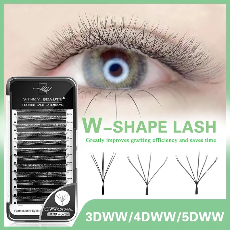 

winky beauty Automatic Flowering W Shape volume Bloom Double Tips 3D 4D 5D 6D 7D 8D Premade Fans Natural Soft Light