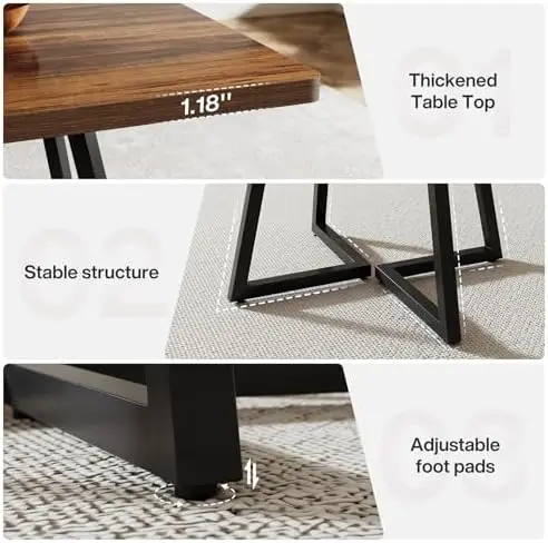 31.5" Square Conference Table, Industrial Office Meeting Table for 4 People, Business Podcast Furniture with Metal Base view 6