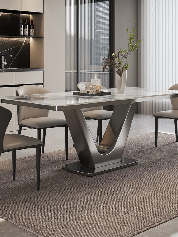 Sintered Dining Table Light Luxury Modern Minimalist High-quality Life Rectangular 8-Seater Chair Matching