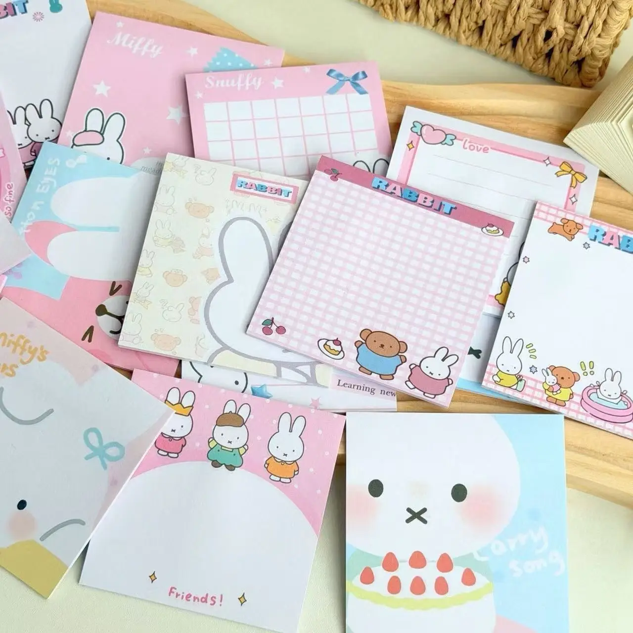 Cute Miffy Sticky Notes Kawaii Cartoon Bunny Memo Pad Self-adhesive Note Paper Planner Message Sticker Student Office Stationery