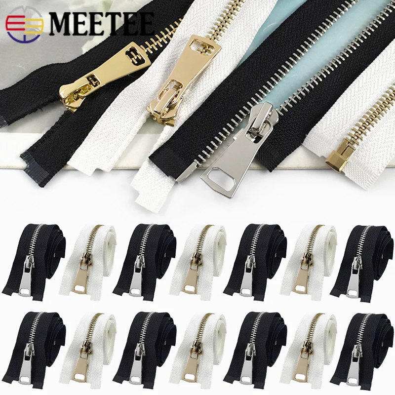 

1Pc 5# Meetee Metal Zipper Down Jacket Coat Single/Double Zippers Sliders Bag Luggage Decor Zip Repair Kits Sewing Accessories