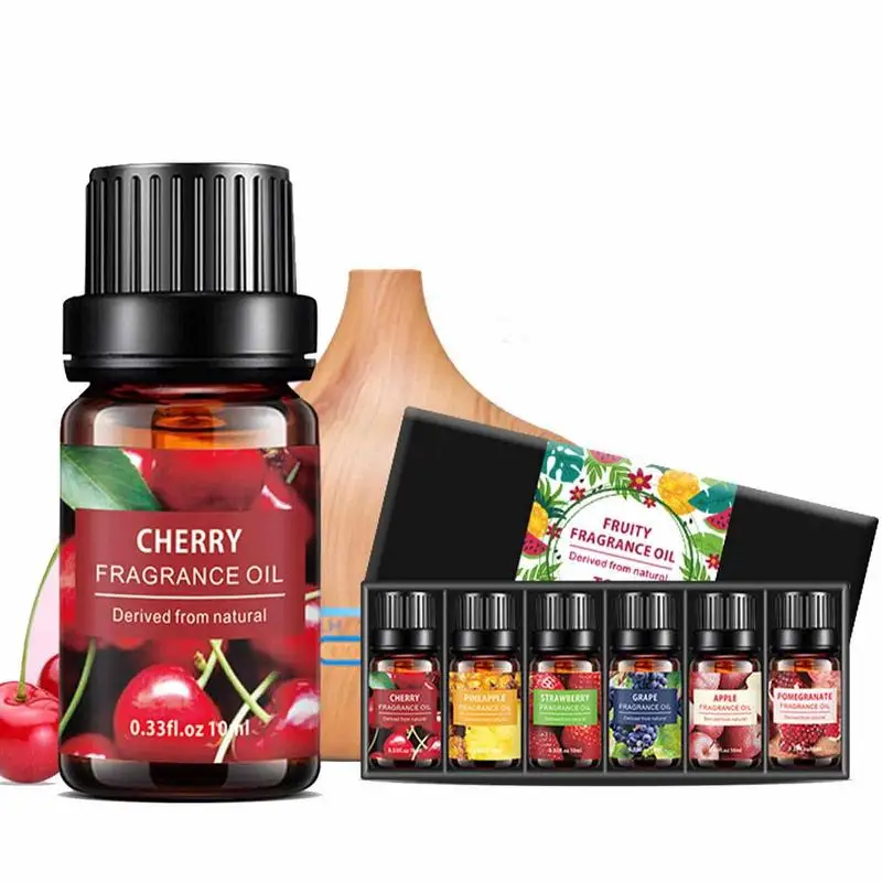 6pcs/set Fruity Essential Oils Kit Fruit Aromatherapy Essential Oil Christmas Fragrance Oils Cherry Pineapple Strawberry Grape