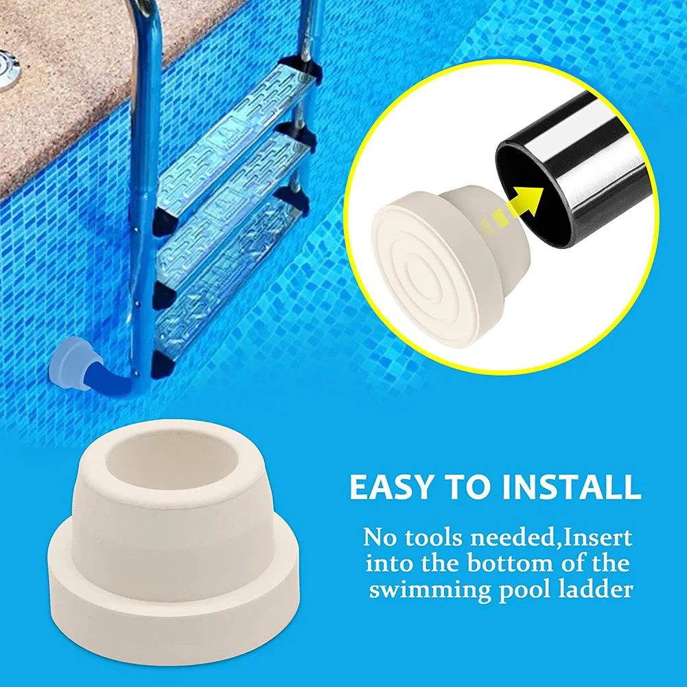 Rubber Ladder Bumpers for Swimming Pool 2 pcs White For 1.90 inch Tubing Compatibility 2.25 inch OD For 1.80 inch ID