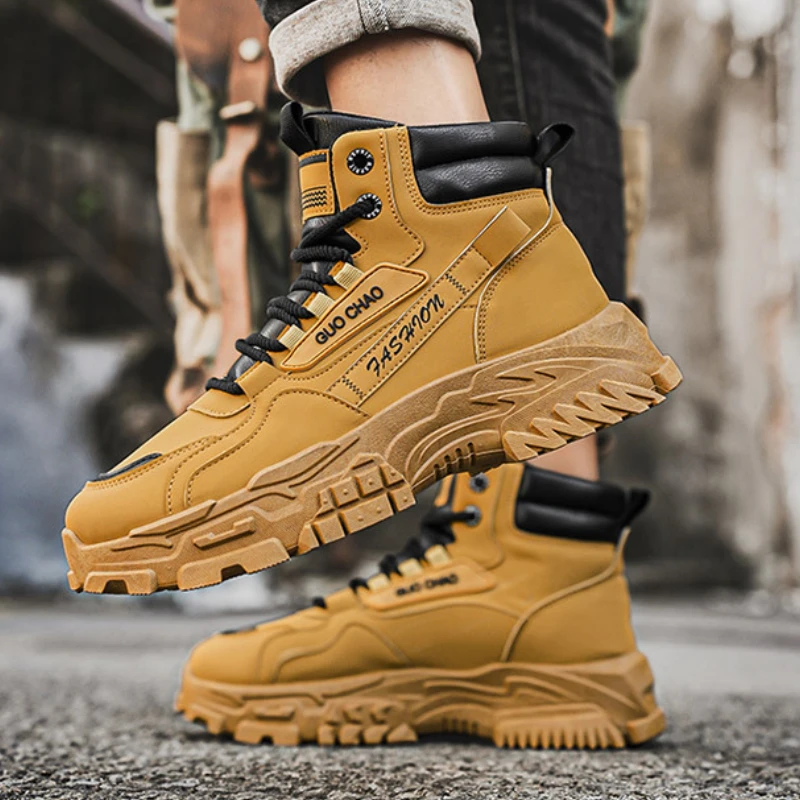 

Spring Men's Boots Fashion Men Casual Shoes Versatile Thick-soled Mens Sports Boots 2025 New Male Hiking Boots Botas Para Hombre