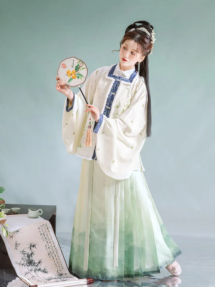 

HuaZhaoJi оригинальный дизайн Ming Dynas Hanfu осень-зима с принтом Mountain Water Lacape e юбка с вертикальным воротником BiJia