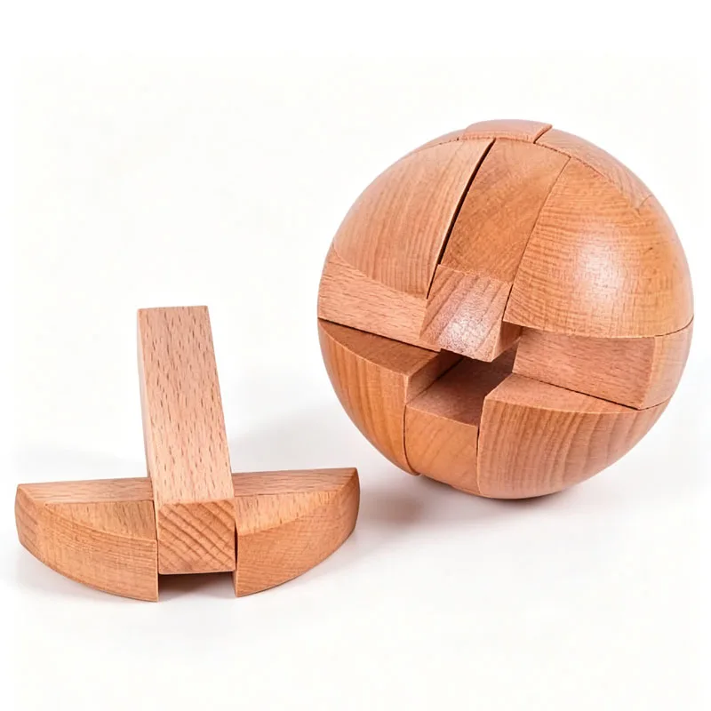 Classic Wooden Puzzle Ball Magic Brain Teasers Assembly Interlocking Toys IQ Logic Mind Challenge Games for Adults & Kids view 6