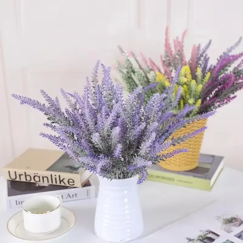 

A Bunch of Provence Lavender Plastic Artificial Flowers False Plants Wedding Home Outdoor Garden Decoration Table Decoration