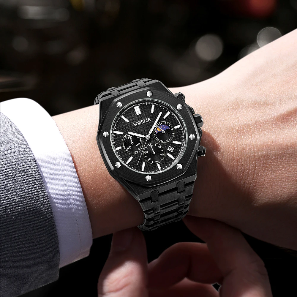 SIMILIA лучший бренд 2311, мужские повседневные кварцевые часы, роскошные светящиеся наручные часы из нержавеющей стали, водонепроницаемые мужские часы