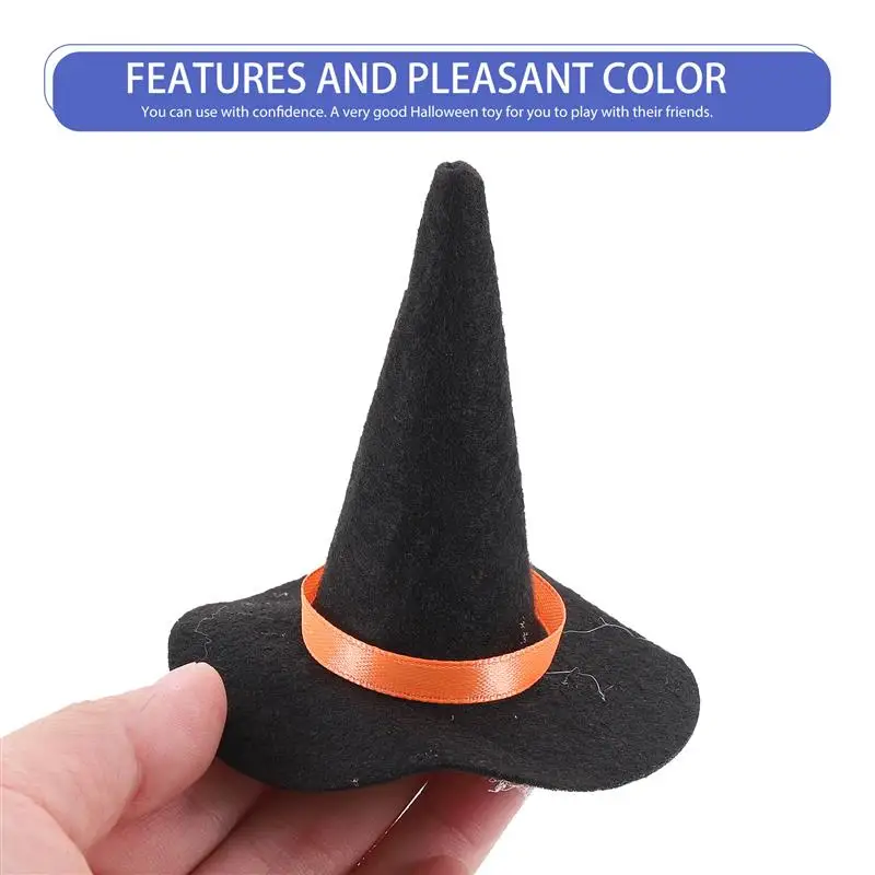 12pcs Mini Witch Hats And Brooms Kit Miniature Witch Hat Brooms Halloween Party Cosplay Props House Scene Layout Decoration