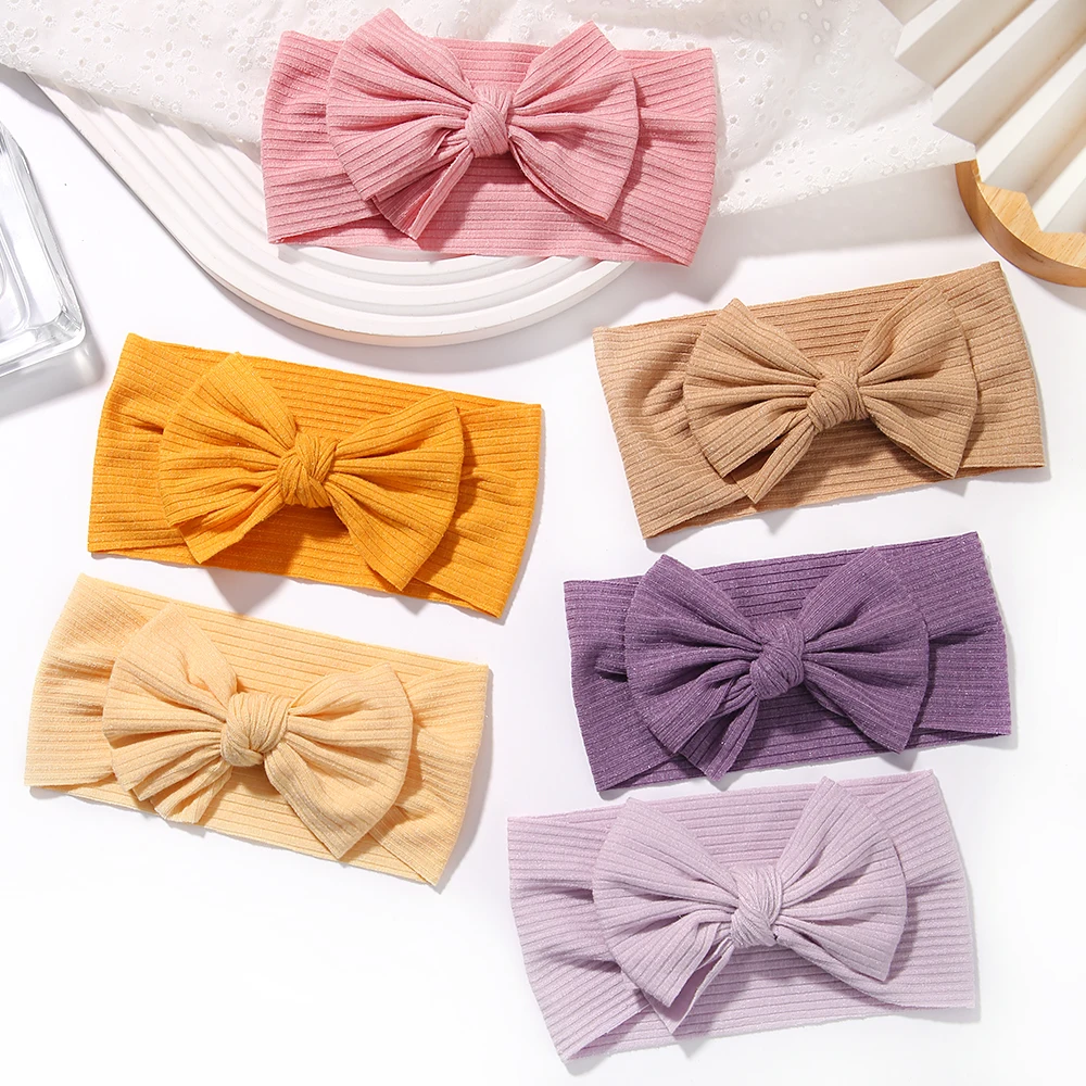 1Pcs/Set Newborn Baby Headband For Girls Elastic Knit Children Turban Bows Soft Nylon Kid Headwear Hair Accessories 24 Colors