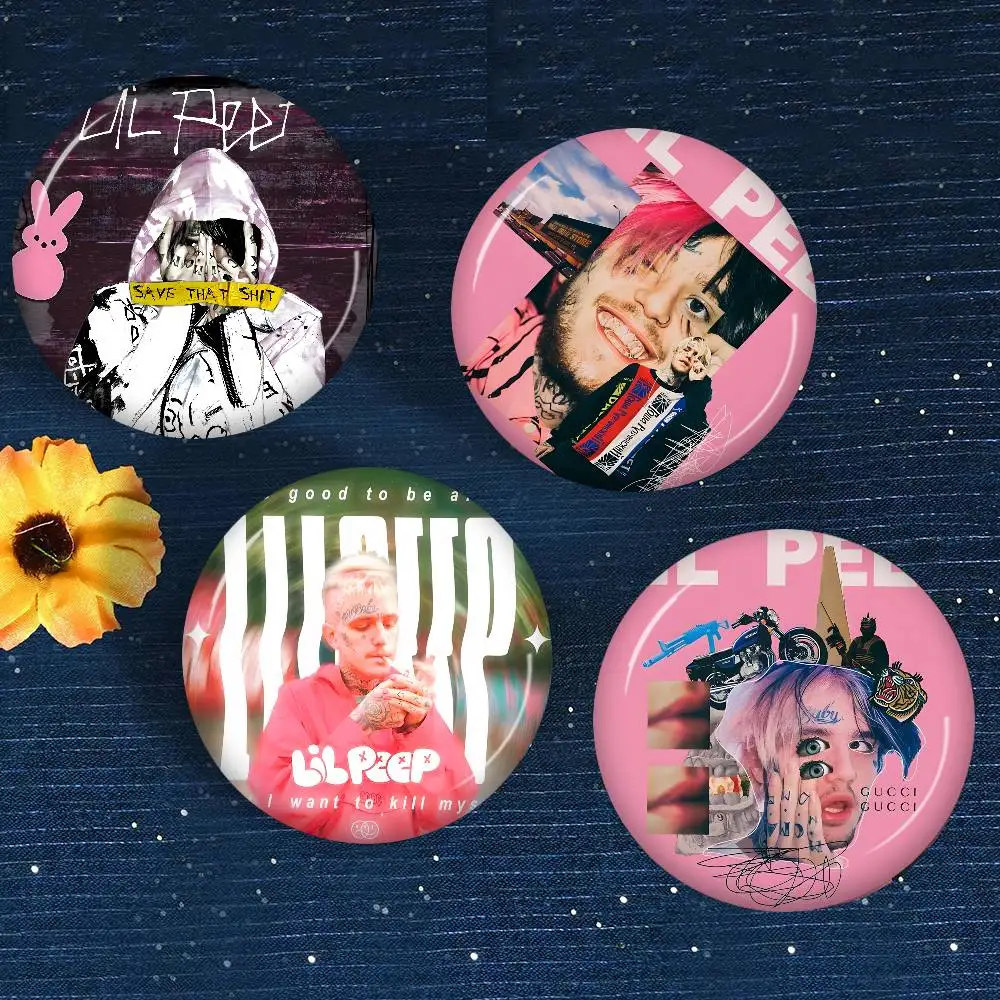 Rapper L-Lil P-Peep Creative Pins Funny Round Snap-in Brooch Badge Backpack Hat Accessories Jewelry Gifts for Friend