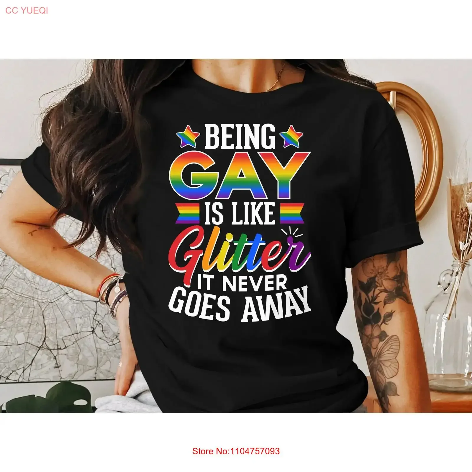 Being Gay Is Like Glitter T Shirt Funny LGBTQ Pride Bold Self Expression vintage Washed homme Casual Breathable