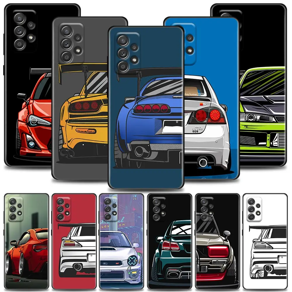 Cartoon JDM Sports Car Case For Samsung Galaxy A14 A32 4G A33 5G Case A13 A23 A31 A24 A02 A03 A22 A21S A02S Soft Silicone Covers