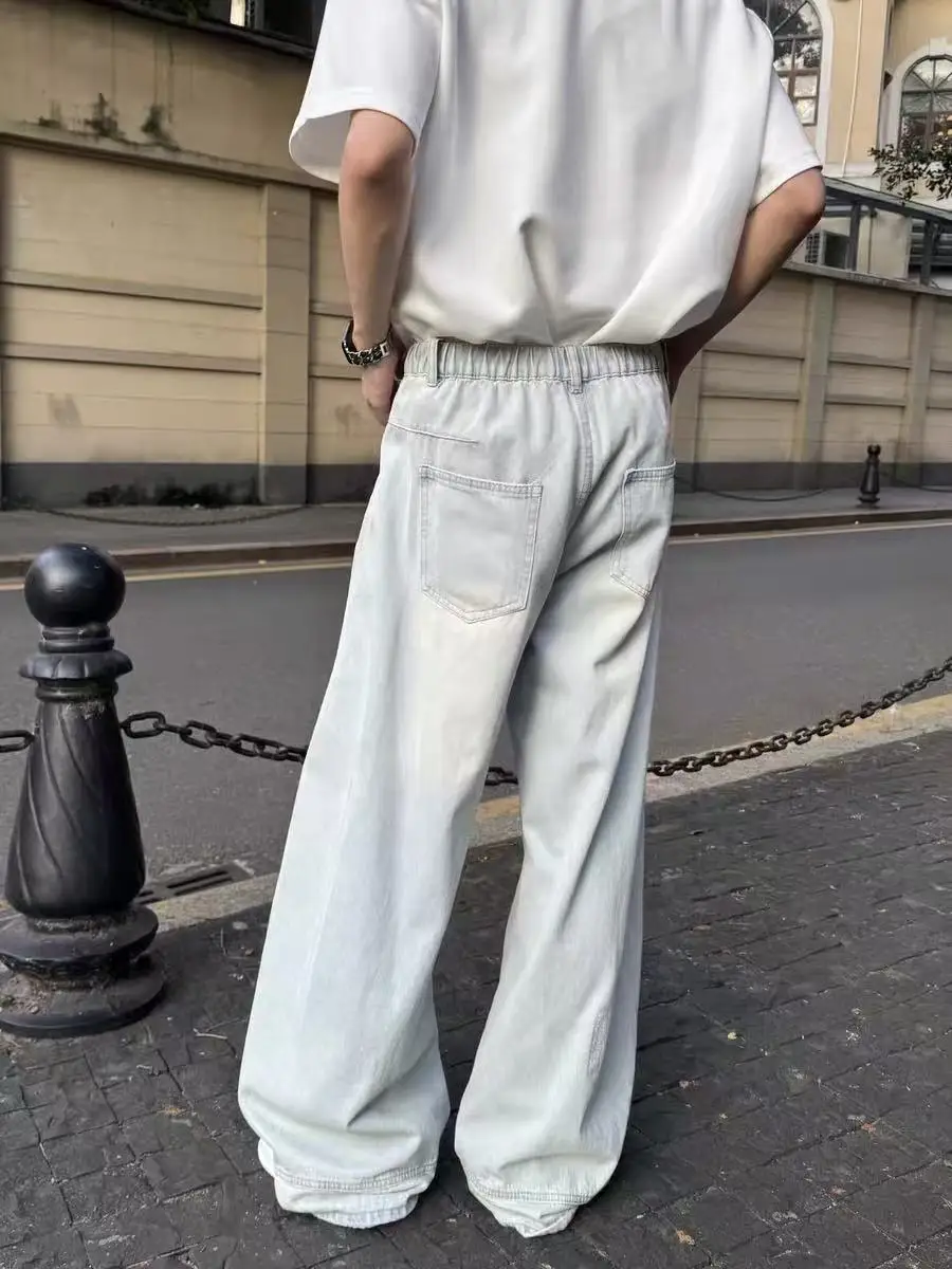 

TT Original Men's Denim Jeans Spring Summer New Arrival Waed Hole Design High Street Casual Long Pants Straight Leg Fit