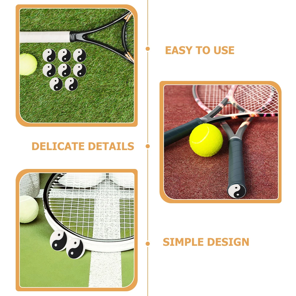 

8pcs Tennis Shock Absorber Silicone Vibration Dampener White Yellow 4 Each Anti Vibration Racket Accessories Fits Various