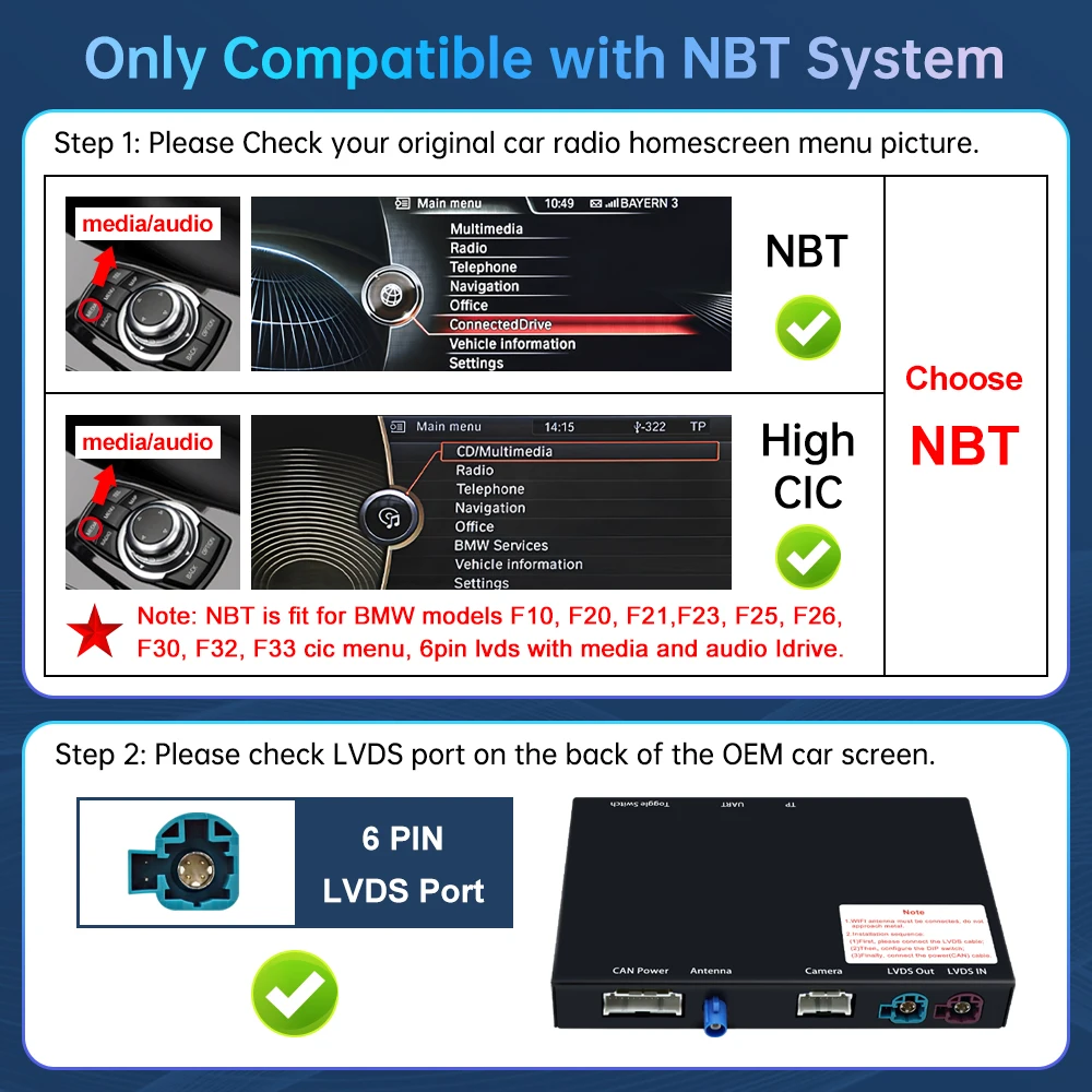 Road Top Wireless Carplay Decoder Interface voor BMW 3 4 Serie F30 F31 F32 F33 F34 F35 F36 2011-2016 met AirPlay Mirror Link