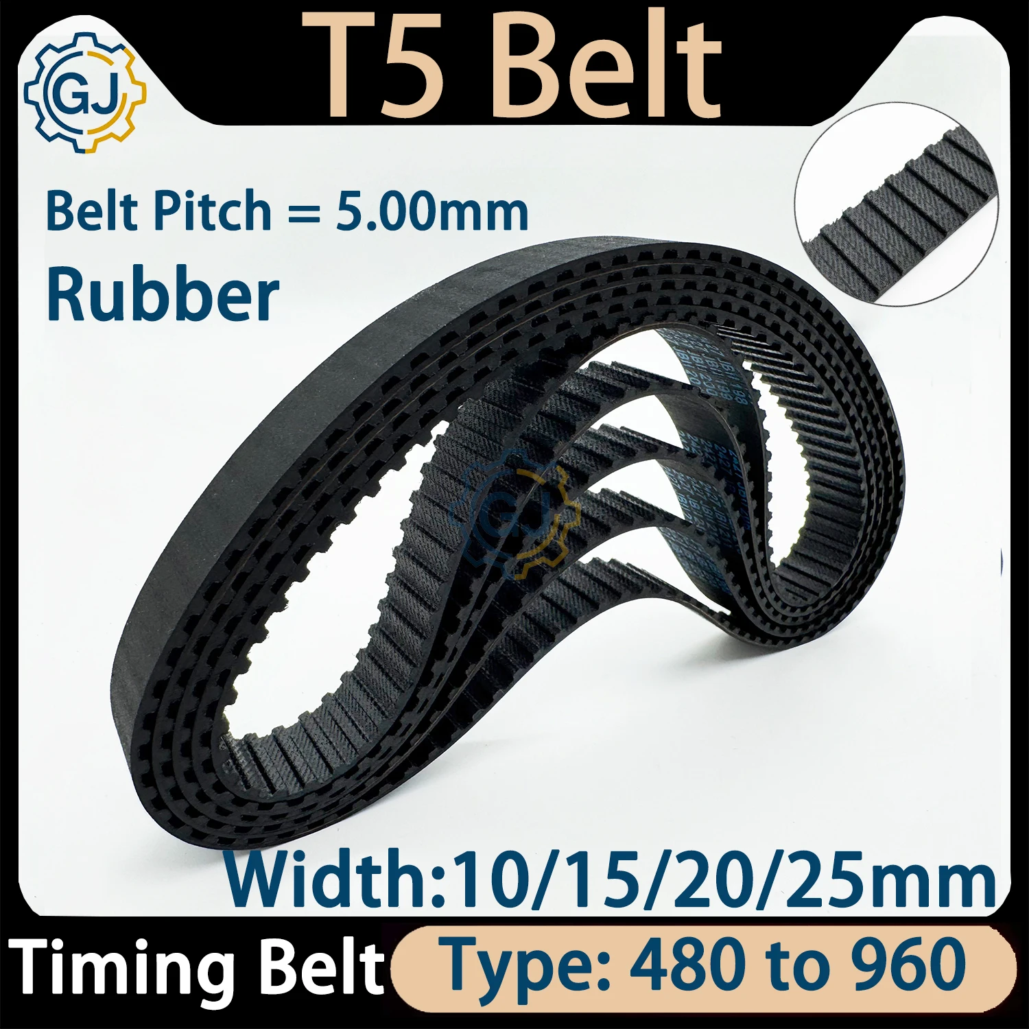T5 Timing belt Lp=480-960mm 500 510 525 545 560 575 590 600 615 620 640 660 675 690 700 705 725 780 810 815 840 850 880 885 925