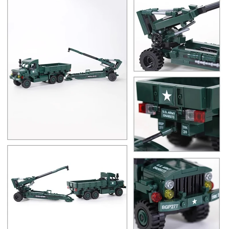 SEMBO トラック M198 タイプ榴弾砲ビルディングブロック子供の教育用手組み立てトレンディなおもちゃデスクトップ装飾品モデルギフト