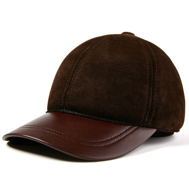 Unisex Thin 100% Sheepskin Baseball Cap Youth Genuine Leather Hat Middle-Aged Elderly Spring Autumn Fashion Duckbill Cap