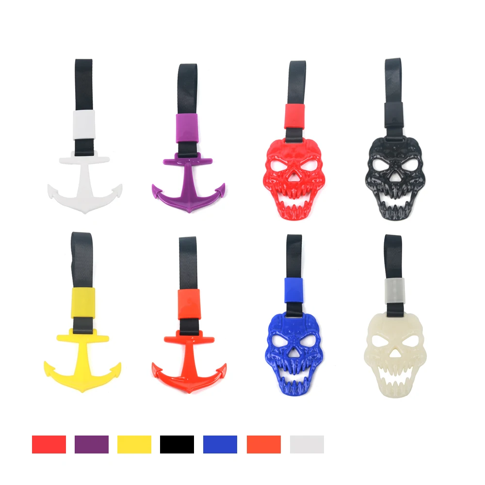 JDM train and bus handle with skull style charm, rear bumper warning pendant, car decoration accessories, car drift strap