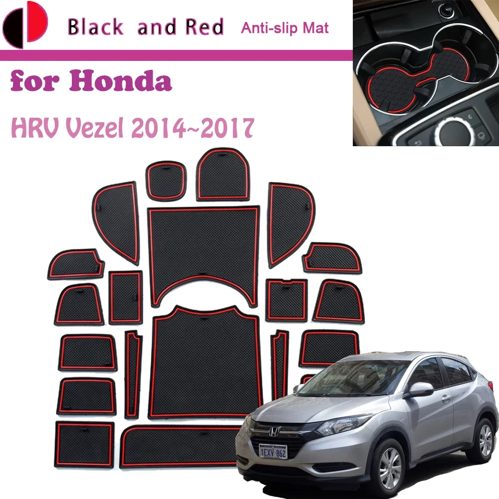

Rubber Mat Door Groove Cup Holder for Honda HRV Vezel RU1 2014~2017 2015 Cushion Gate Storage Slot Coaster Dust-proof Sticker