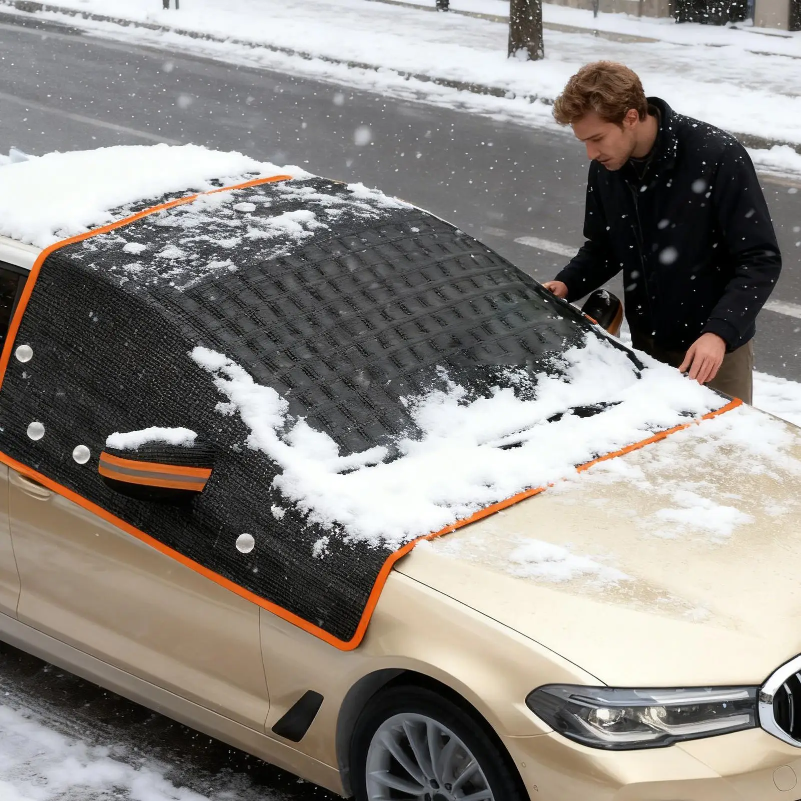 

Car Windshield Magnetic Cover Oxford Guard Windproof Car Windshield Snow Cover with Strap for Automotive SUV Car Outside Winter