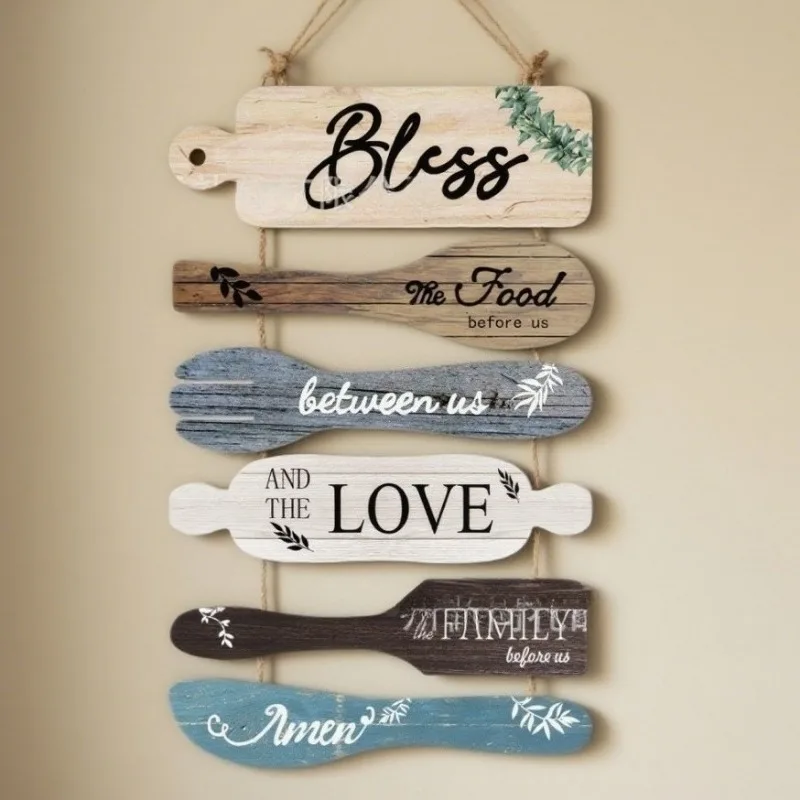1pcs Wooden Kitchen Wall Sign - Rustic Home Decor Plaque for Dining Room & Living Room