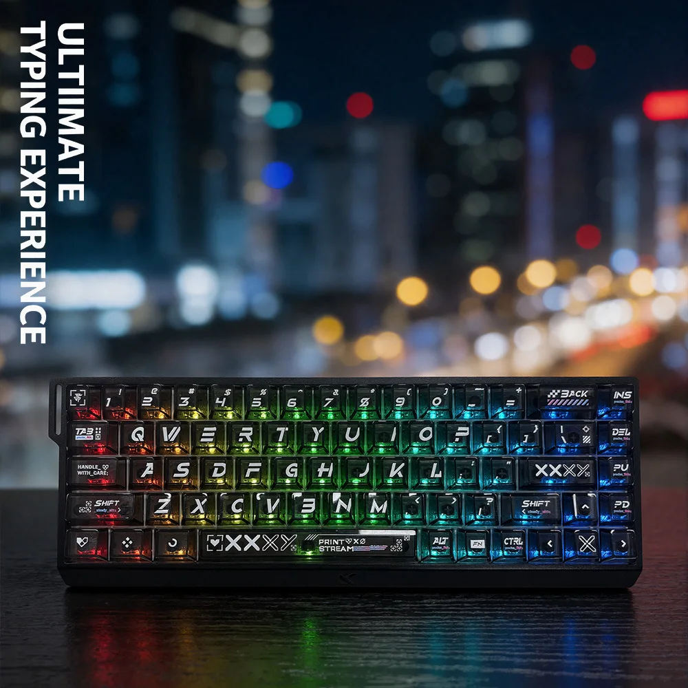 

[Printed set of fully transparent keycaps] Hot-selling English/Japanese/Russian/Korean PC light-transmitting mechanical keyboar