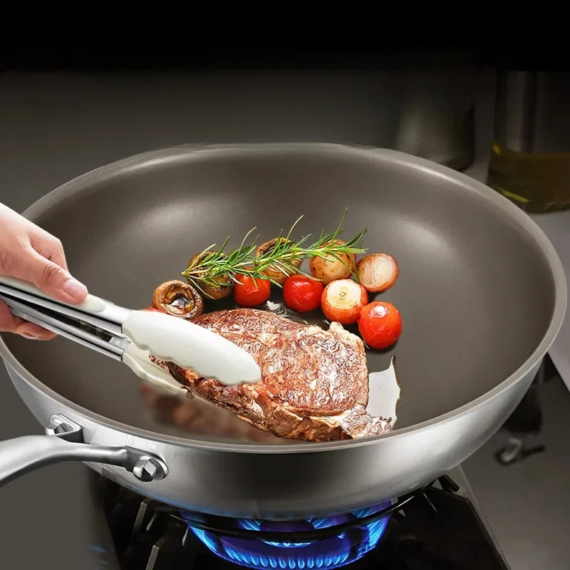 German High-end Titanium Pan Uncoated Steak Frying Pan Titanium Non-stick Pan Universal Induction Cooker