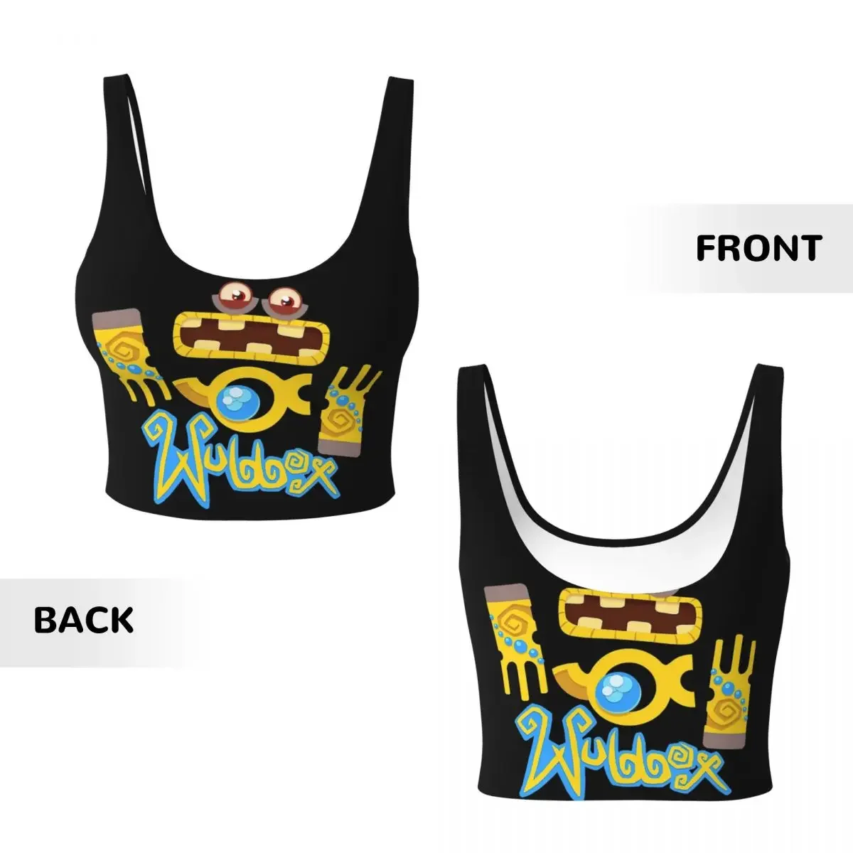 Custom Wubbox My Singing Monsters Women Sports Vest Bras Gym Workout High Impact Yoga Crop Tank Top