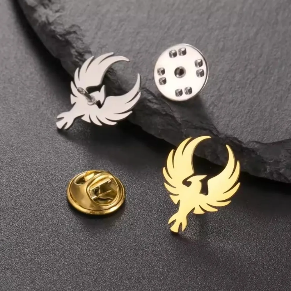 Fashion Ornaments Stainless Steel Animal Brooch Wolf Lion Vintage Lapel Pins Punk Style Hollow Phoenix Brooches Decoration