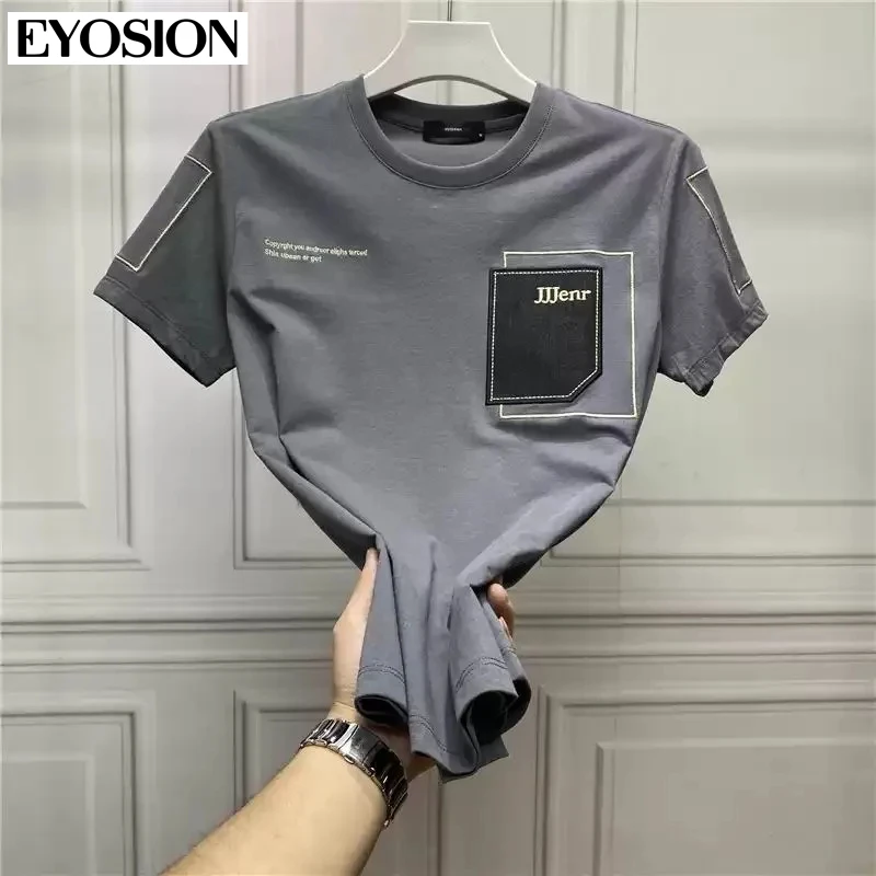 Men\'s Short-sleeved T-shirt Ice Silk Cotton High Quality 2022 Summer Street Style Round Neck Male Top Bottoming Shirt Size 4XL