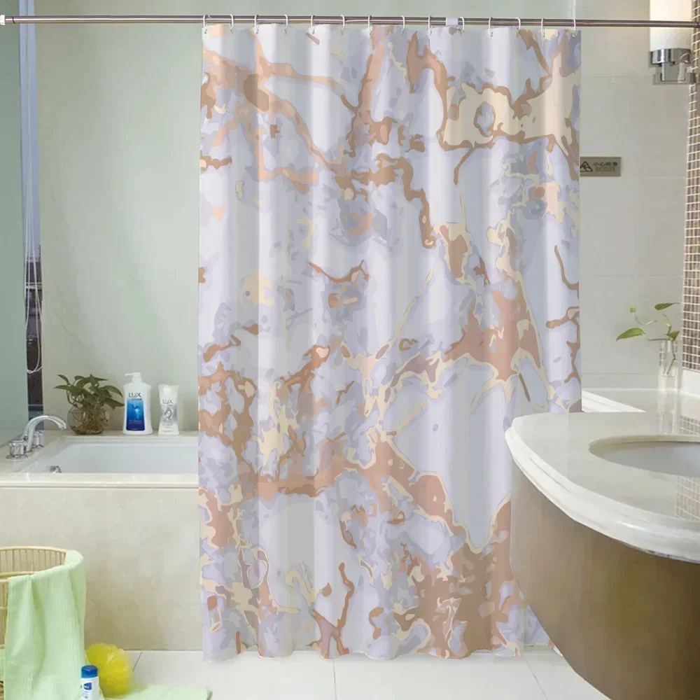 Marble Shower Curtain for Bathroom Sets Full Set Waterproof Fabric Bathroom Curtains for the Home Folding Partition Accessories