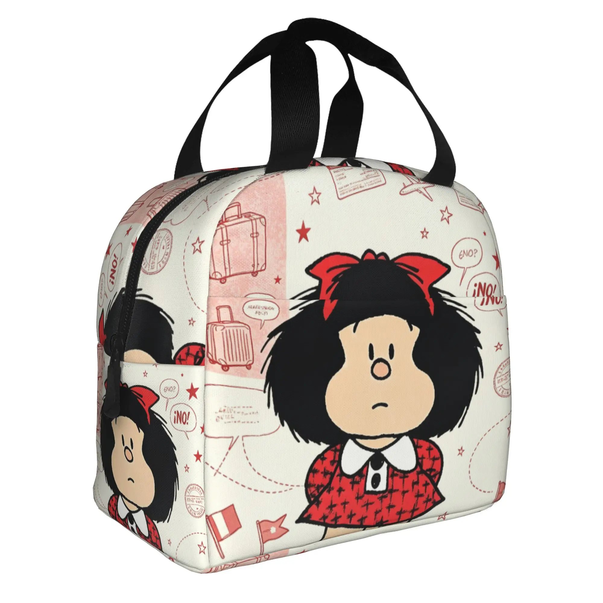 M-Mafaldas Portable Lunch Box Women Waterproof Argentina Cartoon Thermal Cooler Food Insulated Lunch Bag School