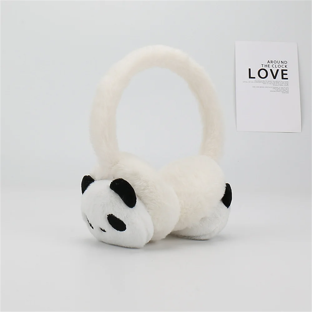 Panda bonito dos desenhos animados inverno quente earmuffs crianças meninas meninos aquecedores orelhas-muffs macio cashmere pele falsa earlaps presente de natal novo