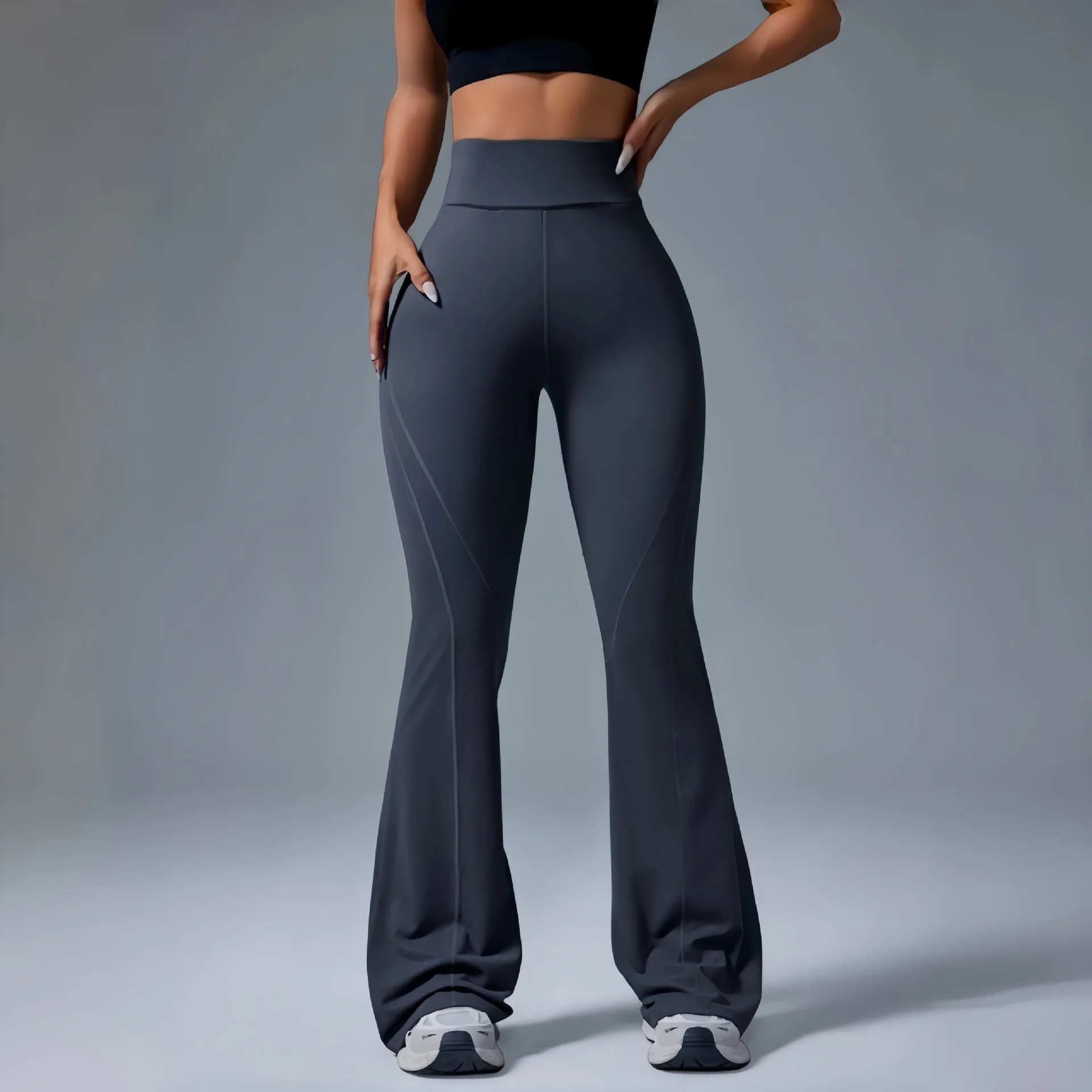 Women High Waist Flare Yoga Pants Stretch Bootcut Leggings Soft Workout Gym Fitness Bell‑Bottom Trousers