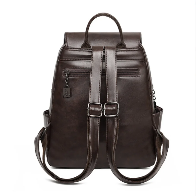 New Women's Fashion Vintage High Quality Leather Travel Backpacks Totes Large Capacity Shoulder Bags Crossbody Backpack