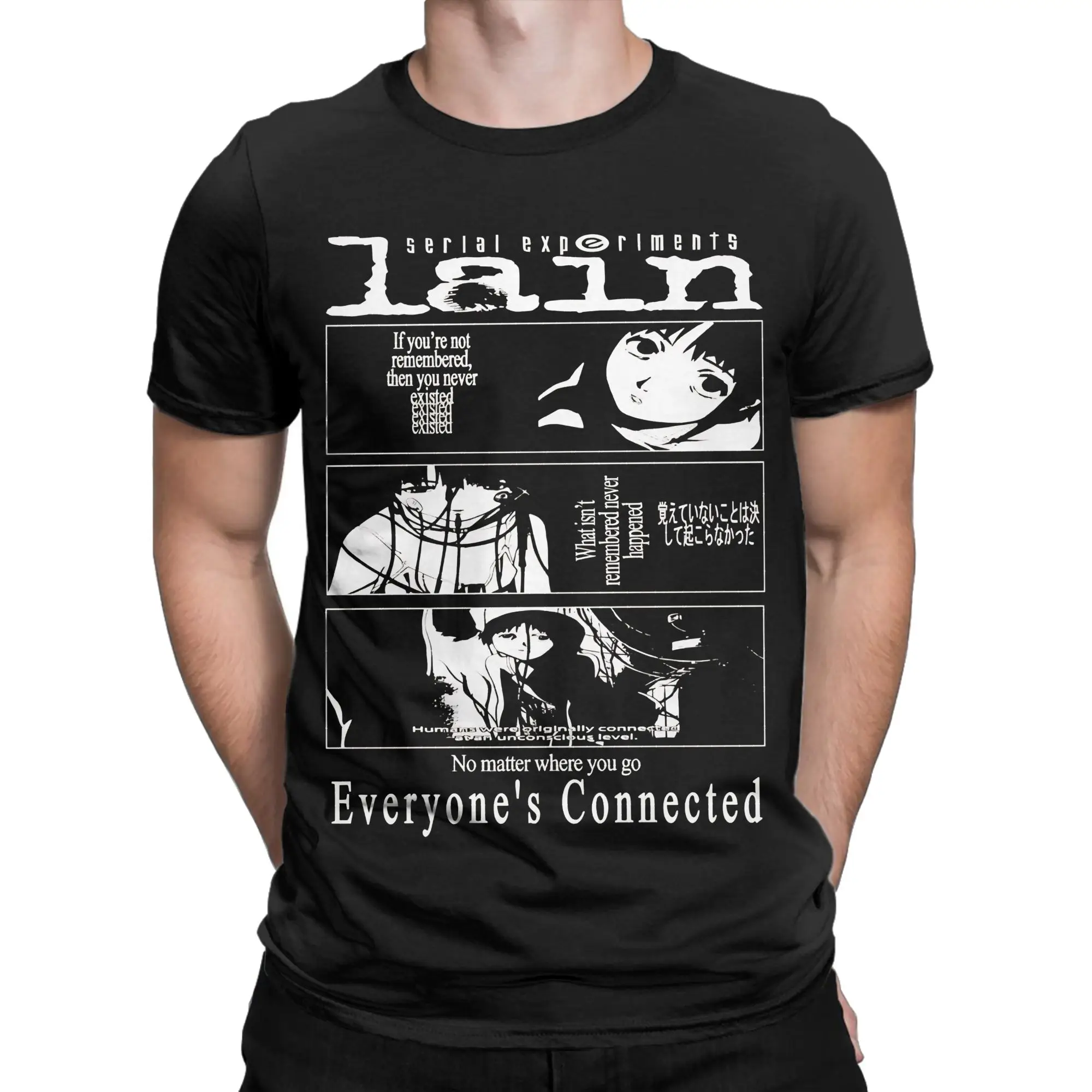 grunge anime collage classicNovelty 100% Cotton T-Shirt Serial Experiments Lain Tees Tops For Men