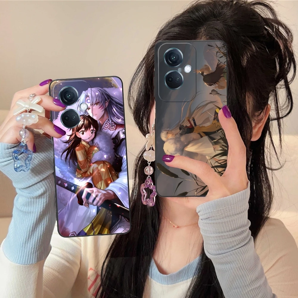 Anime Sesshoumaru Mobile Cell Phone Case for OPPO Find X5 X3 X2 A93 Reno 8 7 Pro A74 A72 A53 Black Soft Phone Cover Shell