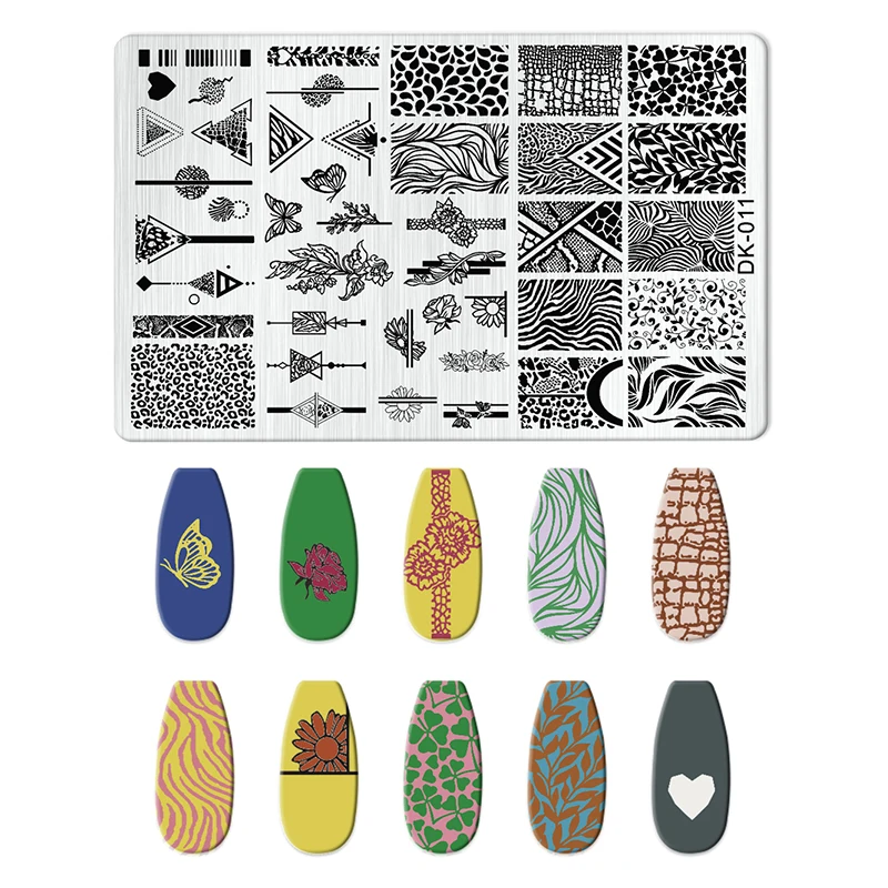 Animal Image Snake Leopard Nail Stamping Tiger Zebra Leopard Snake Design Printing Plates Nails Art Stencil Stamp Tools DK 01-45