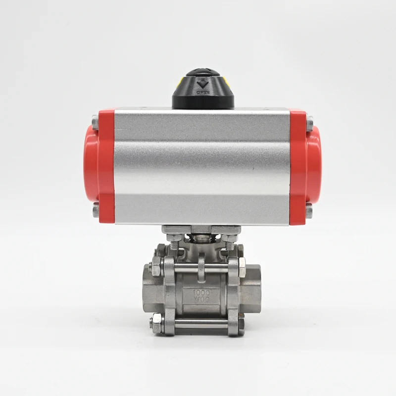 JTAIV Wholesale DN25 double acting stainless steel 3PC pneumatic threaded ball valve