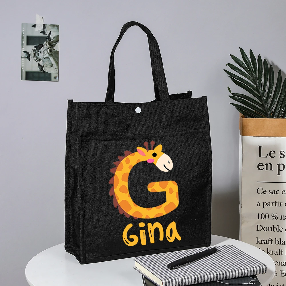 Personalized Kids Library Tote Homeschool Gift Idea Oxford School Bags Children Birthday Gift Custom Name Cute Reading Books Bag