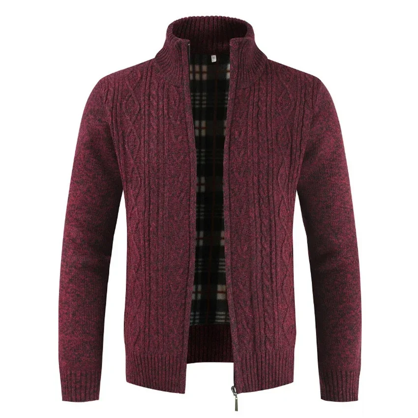 

Men's Thick Winter Cardigan Sweater Autumn Stand Collar Zipper Knitted Casual Sweatercoat Coats Warm Clothes Knitwear For Man